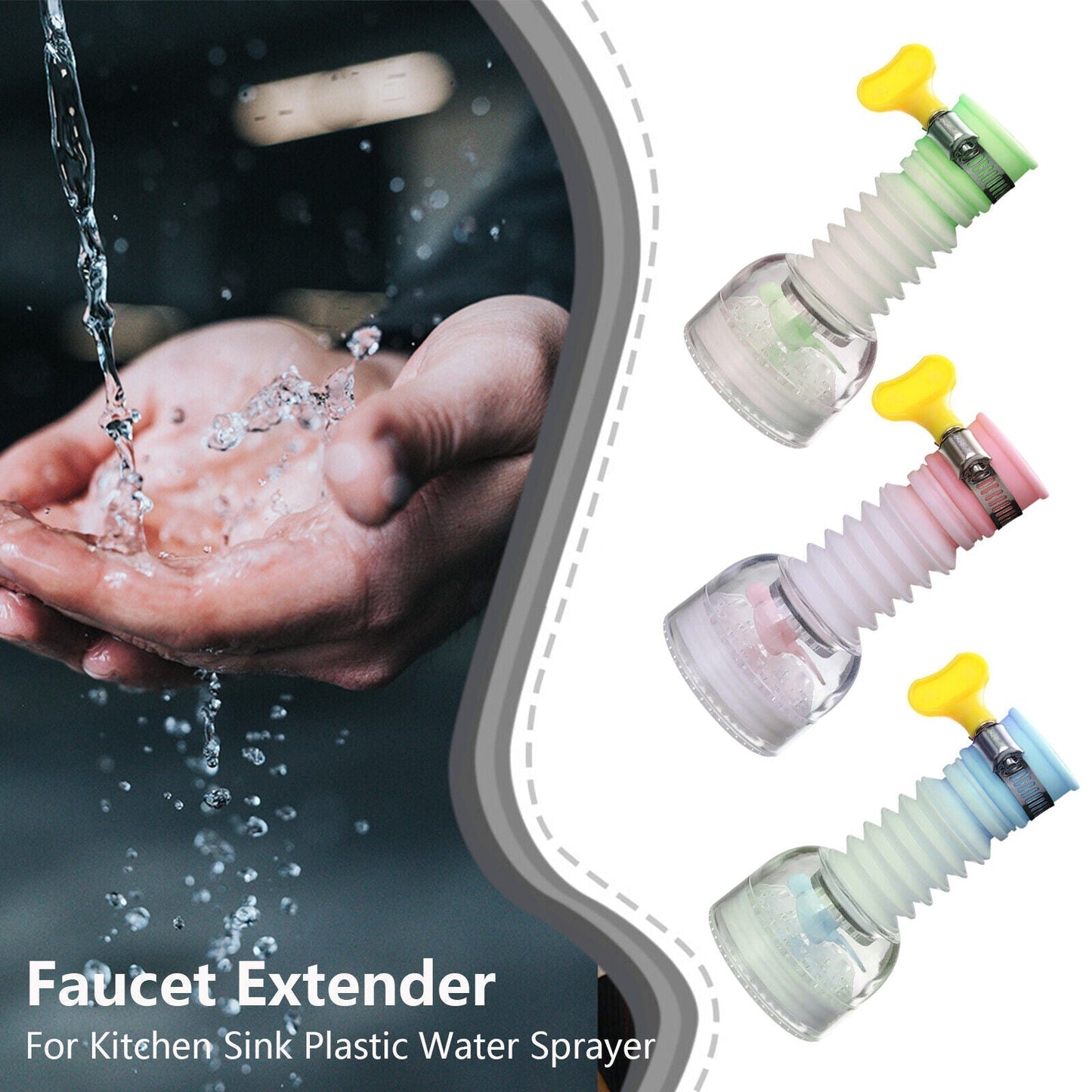 360‑Rotation Kitchen Sink Faucet Extenders – Flexible 3D Rotating Tap Attachment for Easy Cleaning & Splash‑Control